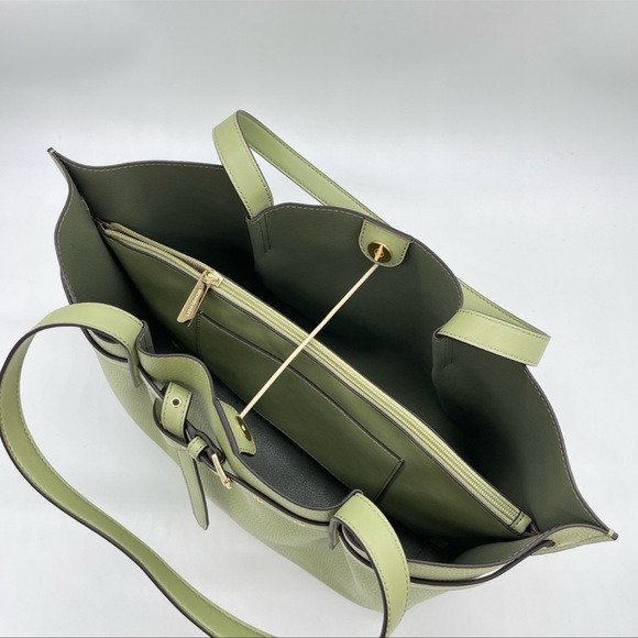 Michael Kors Large Emilia Tote Bag& Double ZipWallet Wristlet Light Sage Leather - Picture 9 of 13